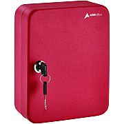 AdirOffice Steel Secure Key Cabinet with Key Lock, 48-Key, 7.1 x 3.1 x 10, Stainless Steel 304, Red (ALHI68148RED)