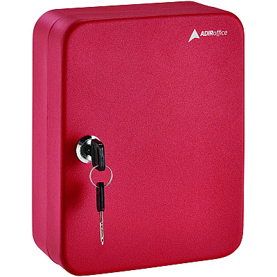 AdirOffice Steel Secure Key Cabinet with Key Lock, 48-Key, 7.1 x 3.1 x 10, Stainless Steel 304, Red (ALHI68148RED)