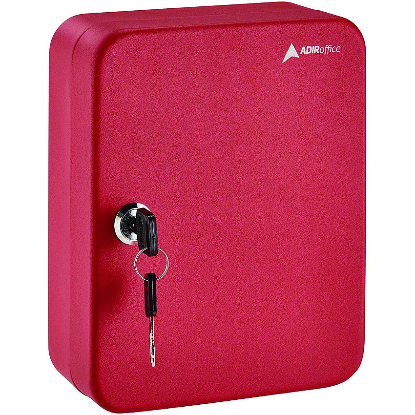 AdirOffice Steel Secure Key Cabinet with Key Lock, 48-Key, 7.1 x 3.1 x 10, Stainless Steel 304, Red (ALHI68148RED)