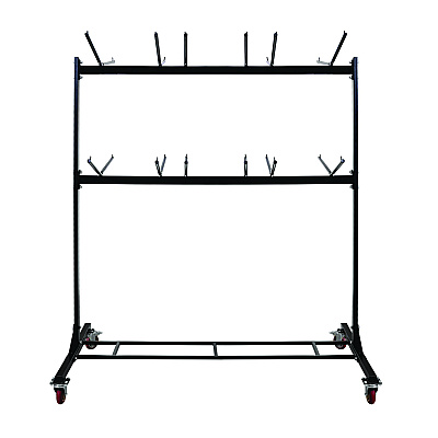 AdirOffice Steel Folding Chair Two-Tier Utility Cart, Metal, 1,000 lb Capacity, 33 x 65 x 68.5, Black (ALHI69003)