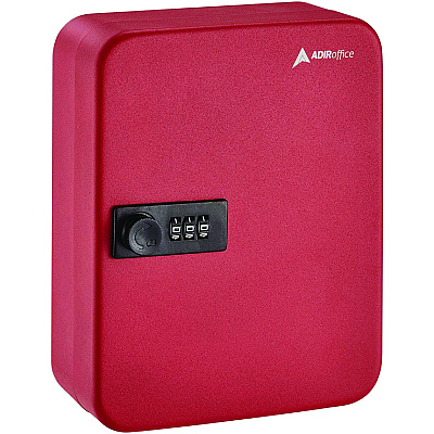 AdirOffice Steel Heavy-Duty Key Cabinet with Combination Lock, 30-Key, 6.4 x 3 x 8, Stainless Steel 304, Red (ALHI68230RED)