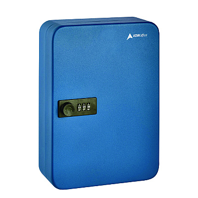 AdirOffice Steel Heavy-Duty Key Cabinet with Combination Lock, 48-Key, 7.1 x 3 x 10, Stainless Steel 304, Blue (ALHI68248BLU)