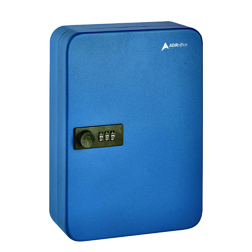 AdirOffice Steel Heavy-Duty Key Cabinet with Combination Lock, 48-Key, 7.1 x 3 x 10, Stainless Steel 304, Blue (ALHI68248BLU)