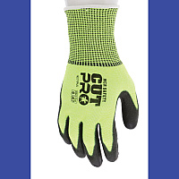 MCR Safety Cut Pro 9277PU Gloves, 10" Long, X-Large, Black/Lime, 12 Pairs (9277PUXL)