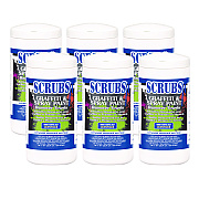SCRUBS Graffiti and Paint Remover Towels, Citrus, 10 x 12, Neutral Scent, Orange on White, 30/Canister, 6 Canisters/Carton (ITW90130CT)