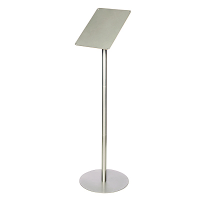 deflecto Floor Sign Display with Rear Literature Pocket, 8.5 x 11 Insert, 45" Tall, Silver (DEF692045)