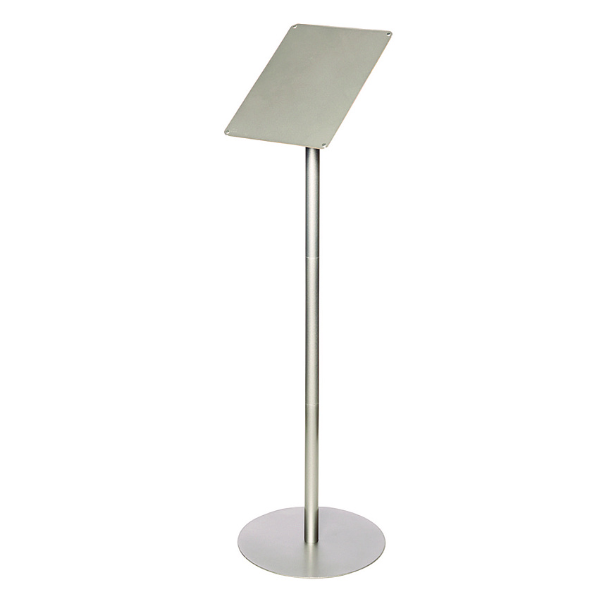 deflecto Floor Sign Display with Rear Literature Pocket, 8.5 x 11 Insert, 45" Tall, Silver (DEF692045)
