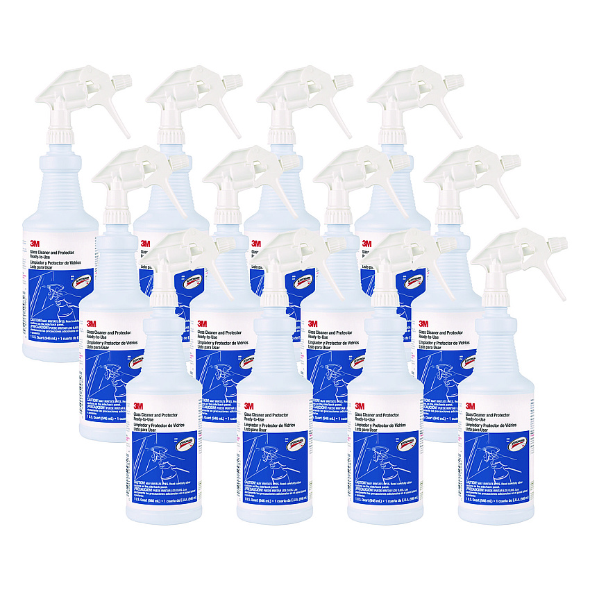 3M Ready-to-Use Glass Cleaner with Scotchgard, Apple, 32 oz Spray Bottle, 12/Carton (MMM85788CT)
