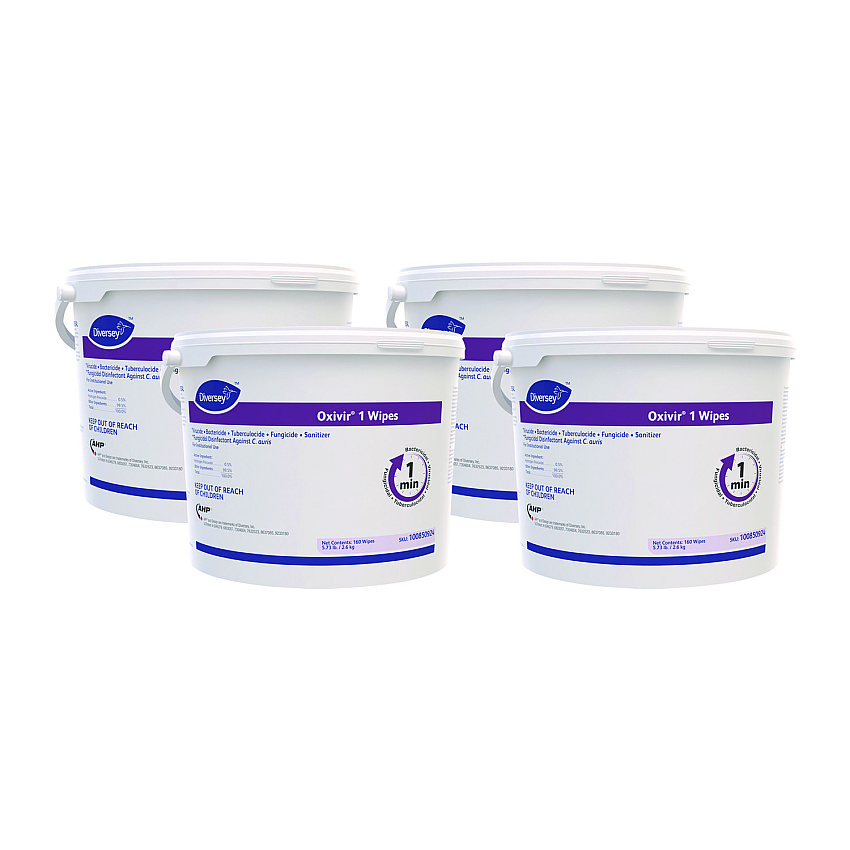 Diversey Oxivir 1 Wipes, 1-Ply, 11 x 12, 160/Canister, 4 Canisters/Carton (DVO100850924)