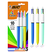 BIC 4-Color Multi-Color Ballpoint Pen, Retractable, Medium 1 mm, Assorted Ink, Assorted Barrels, 3/Pack (BICMMXP31AST)