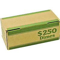 CONTROLTEK Dimes Coin Box, 1 Compartment, 15.5 x 19.25 x 4.5, Kraft/Green, 50/Pack (CNK560061)