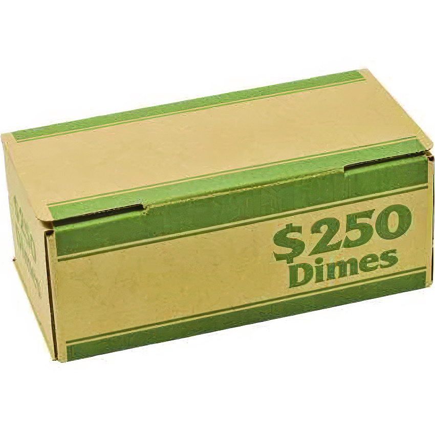 CONTROLTEK Dimes Coin Box, 1 Compartment, 15.5 x 19.25 x 4.5, Kraft/Green, 50/Pack (CNK560061)