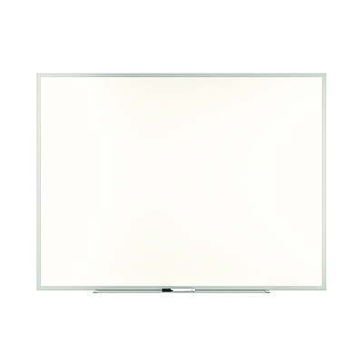 TRU RED Melamine Dry Erase Board, 48" x 36", White Surface, Gray/Natural Aluminum Frame (TR59354)