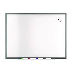 TRU RED Magnetic Porcelain Dry Erase Board, 48" x 36", White Surface, Gray/Natural Aluminum Frame (TR61185)