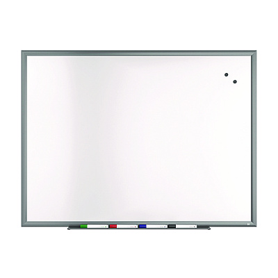 TRU RED Magnetic Porcelain Dry Erase Board, 48" x 36", White Surface, Gray/Natural Aluminum Frame (TR61185)