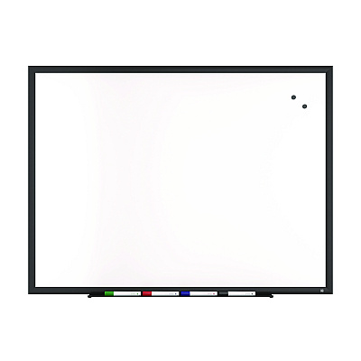 TRU RED Magnetic Porcelain Dry Erase Board, 48" x 36", White Surface, Black Aluminum Frame (TR61189)