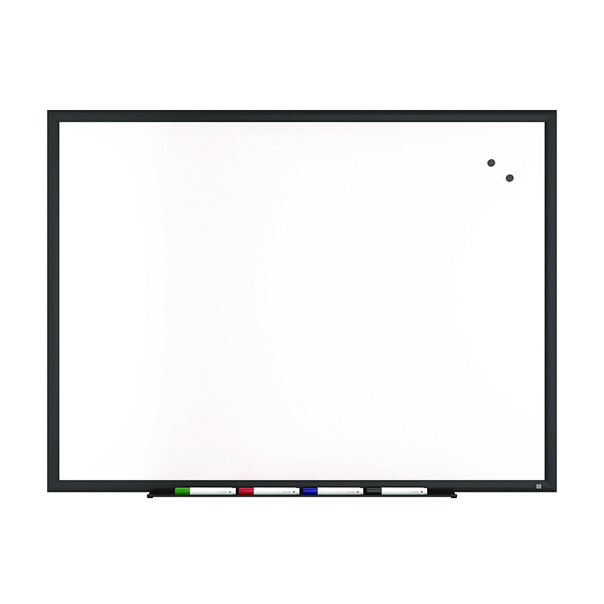 TRU RED Magnetic Porcelain Dry Erase Board, 48" x 36", White Surface, Black Aluminum Frame (TR61189)
