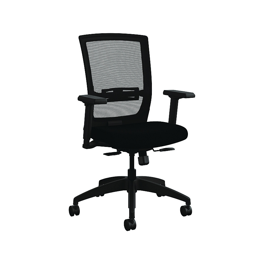 Allsteel Quip Ergonomic Mesh Back Swivel Task Chair, Supports Up to 300 lb, Black Seat, Carbon Back, Black Base (ASZSTNOBLK)