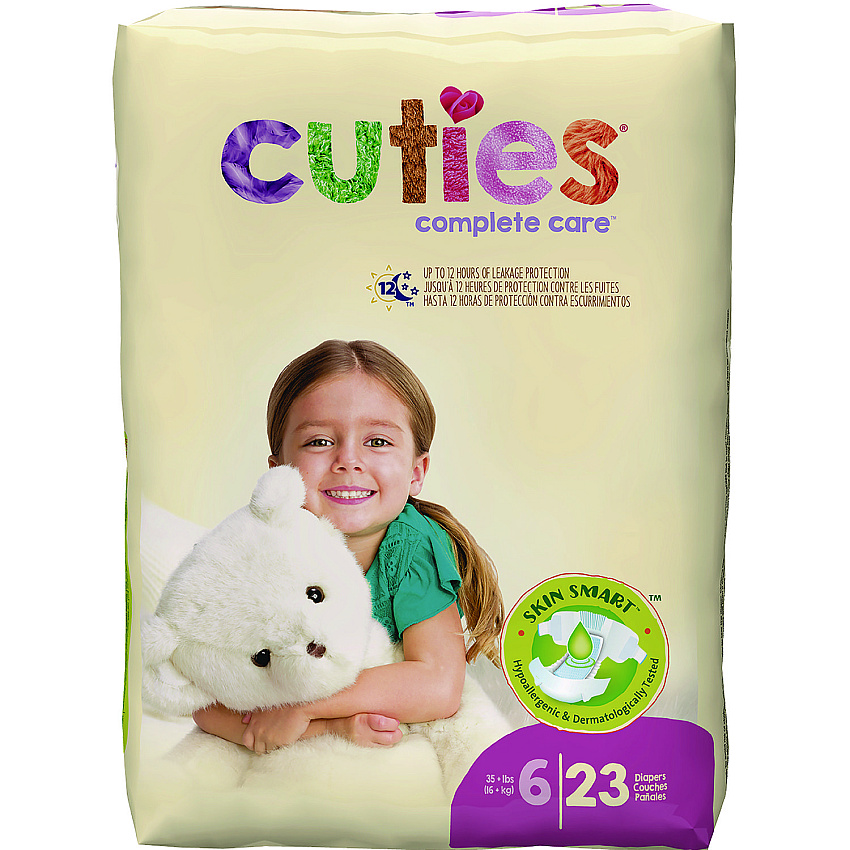 Cuties Premium Jumbo Diapers, Size 6, 35 lbs and Up, 92/Carton (CTJCR6001)