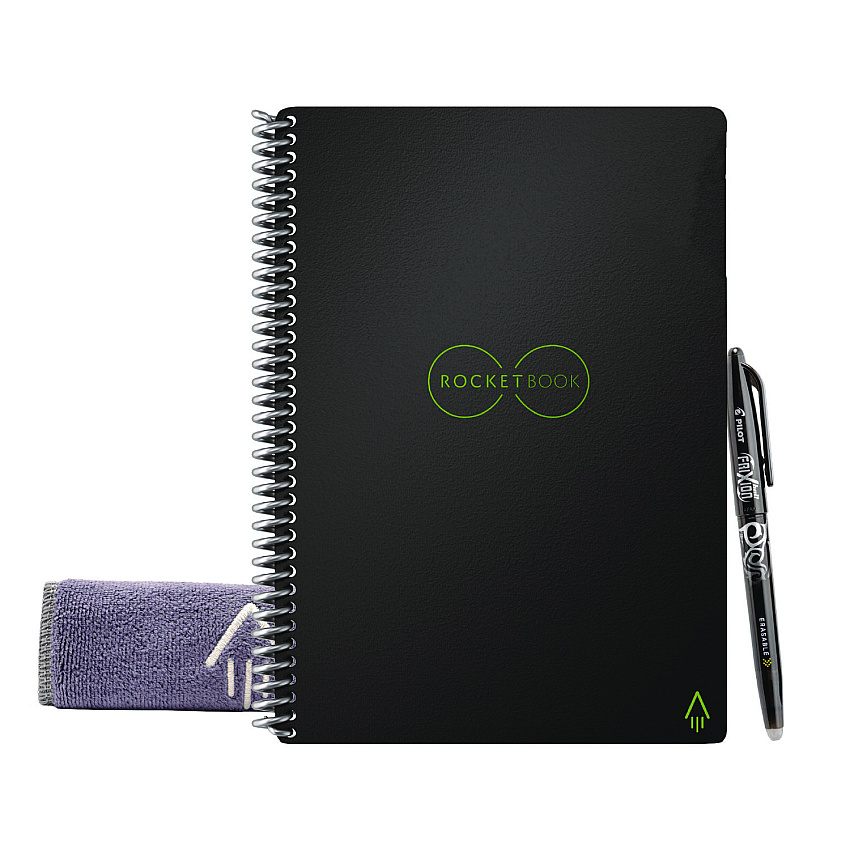 Rocketbook Core Smart Notebook, College Rule, Infinity Black Cover, (18) 8.8 x 6 Sheets (RKBEVR2ERCAFR)