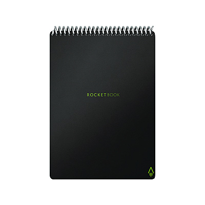 Rocketbook Flip Smart Notepad, Black Cover, Lined/Dot Grid Rule, 6 x 8.8, White, 18 Sheets (RKBFLPERCAFR)