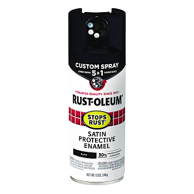 Rust-Oleum Stops Rust 5-in-1 Spray Paint, Satin Black, 12 oz Aerosol Can (376869EA)