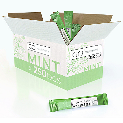 Go Mouthwash Individual Mouthwash Packets, Mint Flavor, 0.37 oz Packet, 250/Box (GMHMW250)