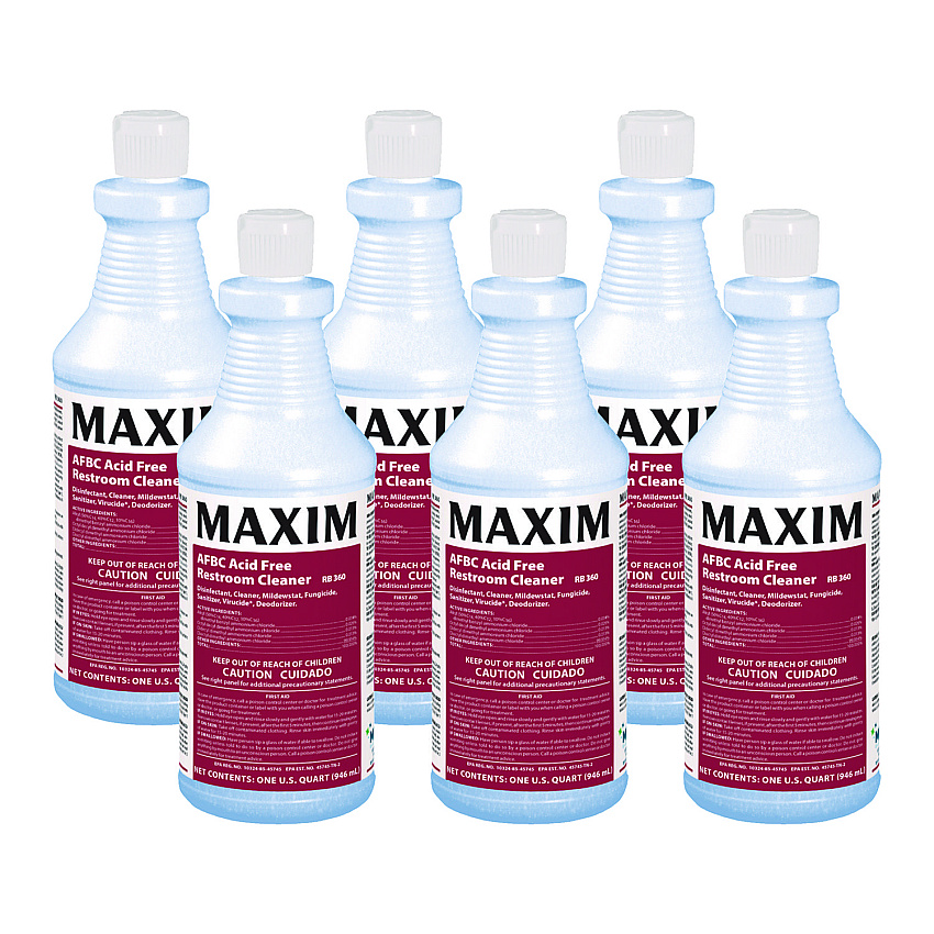 Maxim AFBC Acid-Free Restroom Cleaner, Safe-to-Ship, Fresh Scent, 32 oz Bottle, 6/Carton (MLB03600086)