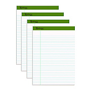Earthwise by Ampad Recycled Writing Pad, Wide/Legal Rule, Politex Sand Headband, 40 White 8.5 x 11.75 Sheets, 4/Pack (TOP40102)