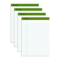 Earthwise by Ampad Recycled Writing Pad, Wide/Legal Rule, Politex Sand Headband, 40 White 8.5 x 11.75 Sheets, 4/Pack (TOP40102)