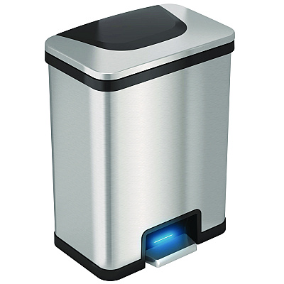 HLS Commercial Step Pedal-Sensor Trash Can, 13 gal, Plastic/Stainless Steel, Silver/Black (HLMHLS13SB)