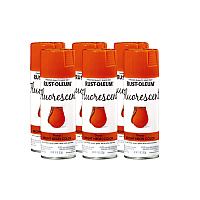 Rust-Oleum Specialty Fluorescent Spray Paint, Flat Fluorescent Orange, 11 oz Aerosol Can, 6/Carton (342568)