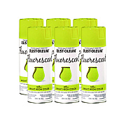 Rust-Oleum Specialty Fluorescent Spray Paint, Flat Fluorescent Yellow, 11 oz Aerosol Can, 6/Carton (342571)