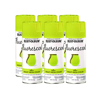 Rust-Oleum Specialty Fluorescent Spray Paint, Flat Fluorescent Yellow, 11 oz Aerosol Can, 6/Carton (342571)