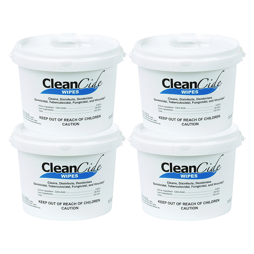 Wexford Labs CleanCide Disinfecting Wipes, 1-Ply, 8 x 5.5, Fresh Scent, White, 400/Tub, 4 Tubs/Carton (WXF3130B400DCT)