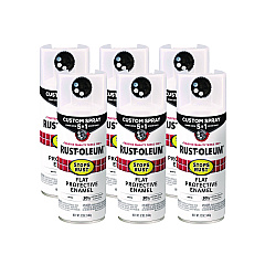 Rust-Oleum Stops Rust 5-in-1 Spray Paint, Flat White, 12 oz Aerosol Can, 6/Carton (376856)