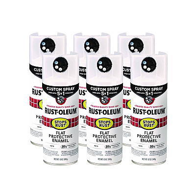 Rust-Oleum Stops Rust 5-in-1 Spray Paint, Flat White, 12 oz Aerosol Can, 6/Carton (376856)
