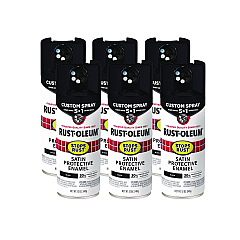 Rust-Oleum Stops Rust 5-in-1 Spray Paint, Satin Black, 12 oz Aerosol Can, 6/Carton (376869)