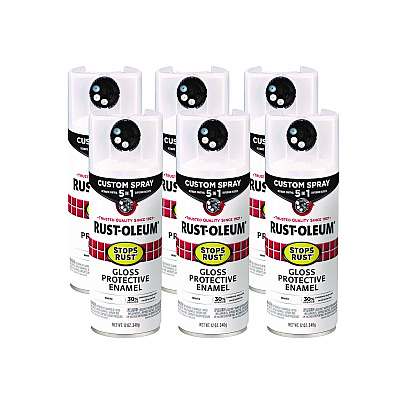 Rust-Oleum Stops Rust 5-in-1 Spray Paint, Gloss White, 12 oz Aerosol Can, 6/Carton (376886)