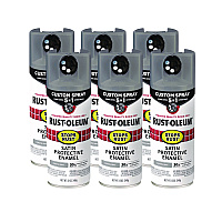 Rust-Oleum Stops Rust 5-in-1 Spray Paint, Satin Coastal Gray, 12 oz Aerosol Can, 6/Carton (376872)