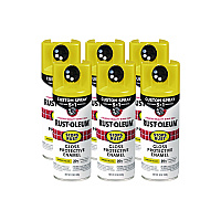 Rust-Oleum Stops Rust 5-in-1 Spray Paint, Gloss Sunburst Yellow, 12 oz Aerosol Can, 6/Carton (376898)