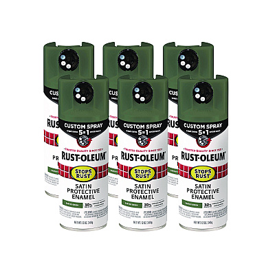 Rust-Oleum Stops Rust 5-in-1 Spray Paint, Satin Earthy Green, 12 oz Aerosol Can, 6/Carton (383421)