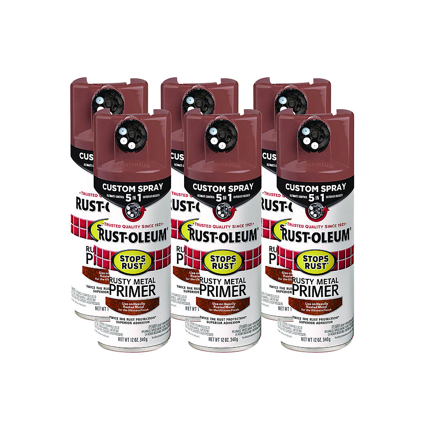 Rust-Oleum Stops Rust 5-in-1 Spray Paint, Rusty Metal, 12 oz Aerosol Can, 6/Carton (384755)