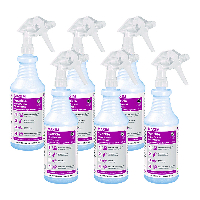 Maxim RTU Sparkle Glass Cleaner, Safe-to-Ship, 32 oz Bottle, 6/Carton (MLB05180086)