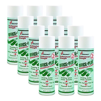 AbilityOne 7930015128969, SKILCRAFT Office Plus Desk/Office Cleaner, 18 oz Aerosol Spray, 12/Box