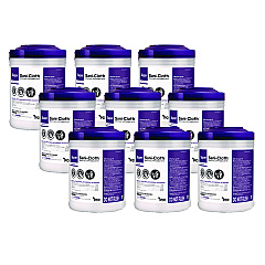 Sani Professional Super Sani-Cloth Germicidal Disposable Wipes, 1-Ply, 6 x 6.75, Unscented, White, 160/Canister, 12 Canisters/Carton (NICQ55172)