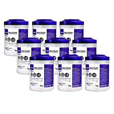 Sani Professional Super Sani-Cloth Germicidal Disposable Wipes, 1-Ply, 6 x 6.75, Unscented, White, 160/Canister, 12 Canisters/Carton (NICQ55172)