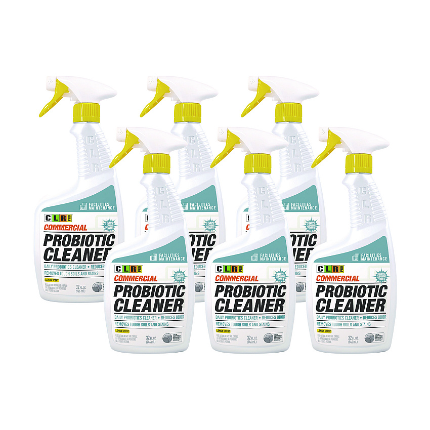 CLR PRO Commercial Probiotic Cleaner, Lemon Scent, 32 oz Spray Bottle, 6/Carton (JELFMCPC326PRO)