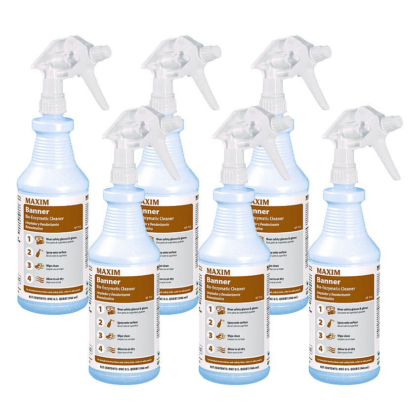 Maxim Banner Bio-Enzymatic Cleaner, Safe-to-Ship, Fresh Scent, 32 oz Bottle, 6/Carton (MLB07120086)