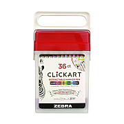 Zebra ClickArt Porous Point Pen, Retractable, Fine 0.6 mm, Assorted Ink, White Barrel, 36/Pack (ZEB69836)